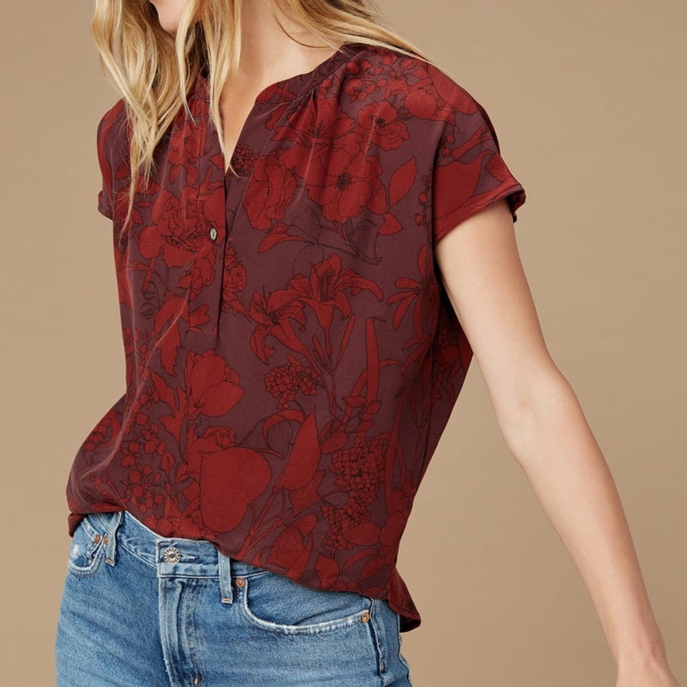Renata Washable Silk Blouse - Calistoga Print